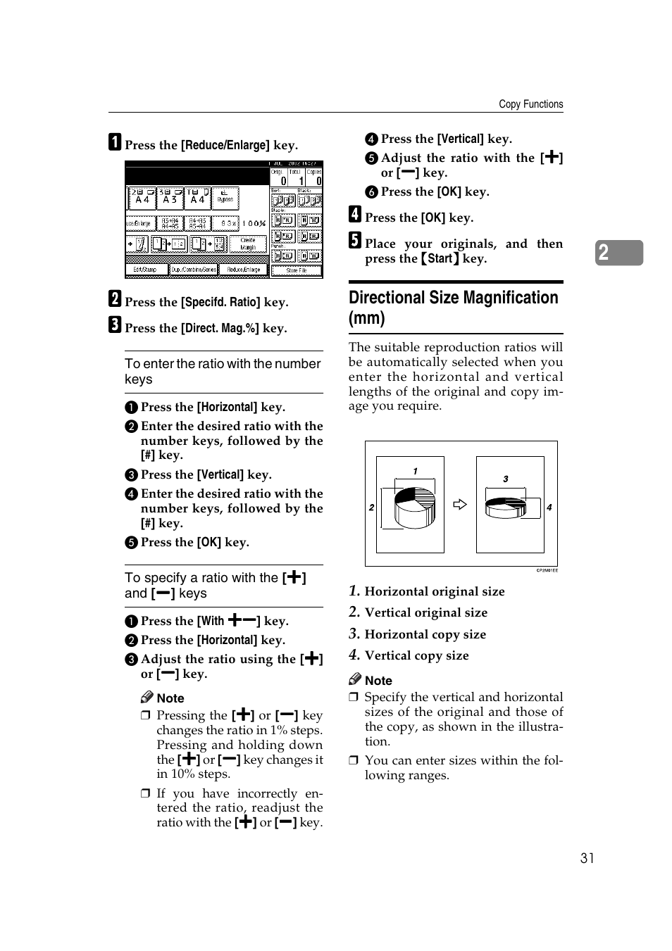 Directional size magnification (mm) | Ricoh IS 2075 User Manual | Page 43 / 142