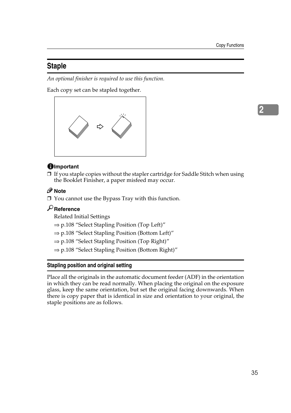 Staple, P.35 “staple | Ricoh IS 2075 User Manual | Page 47 / 142