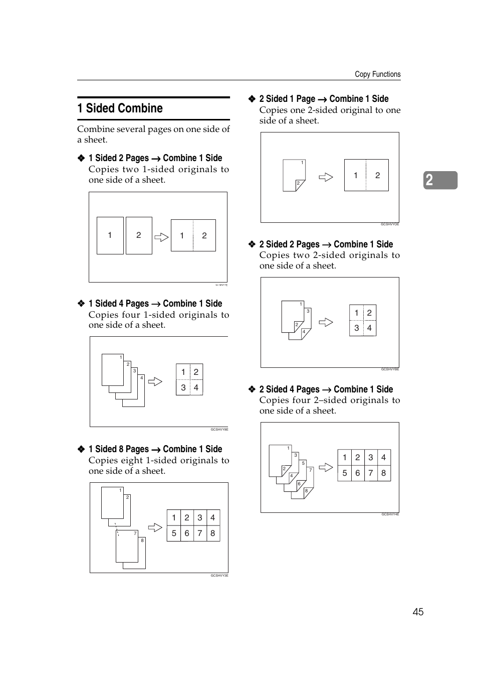 1 sided combine | Ricoh IS 2075 User Manual | Page 57 / 142
