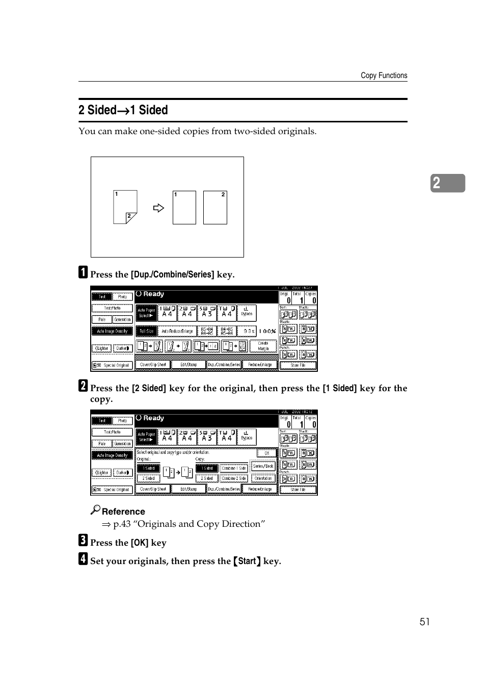 2 sided, 2 sided → → → → 1 sided | Ricoh IS 2075 User Manual | Page 63 / 142