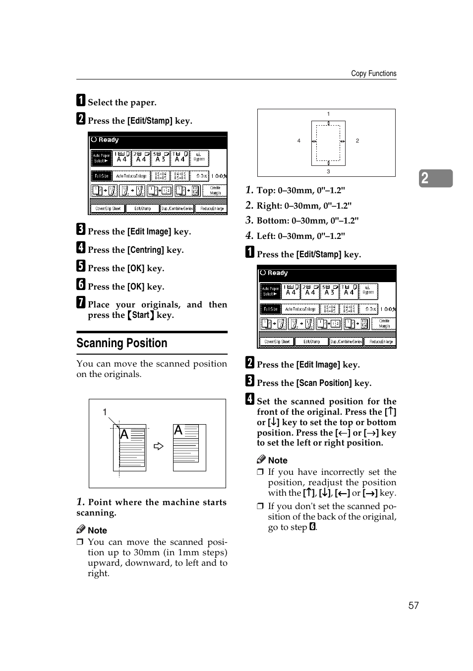 Scanning position | Ricoh IS 2075 User Manual | Page 69 / 142