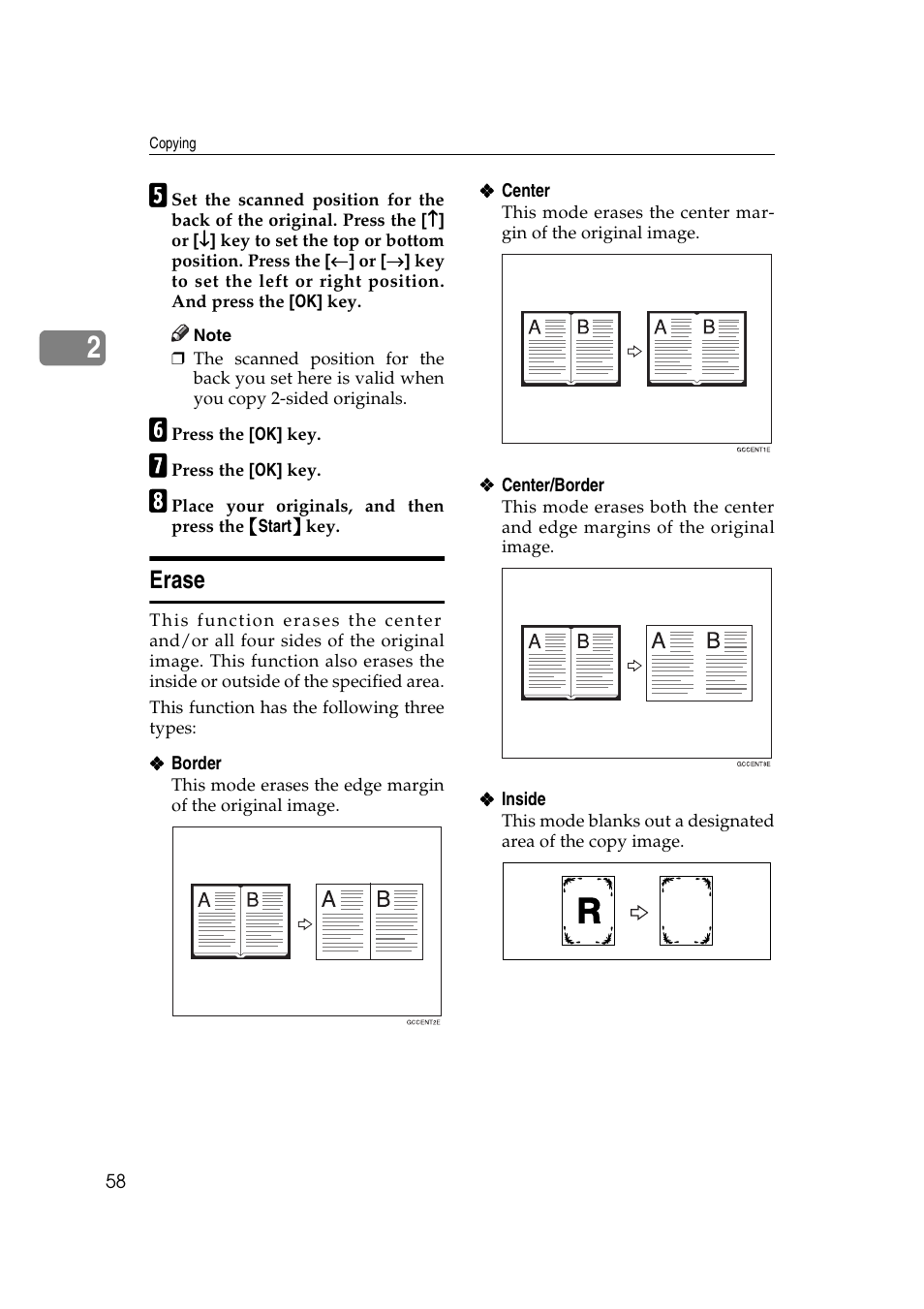 Erase | Ricoh IS 2075 User Manual | Page 70 / 142