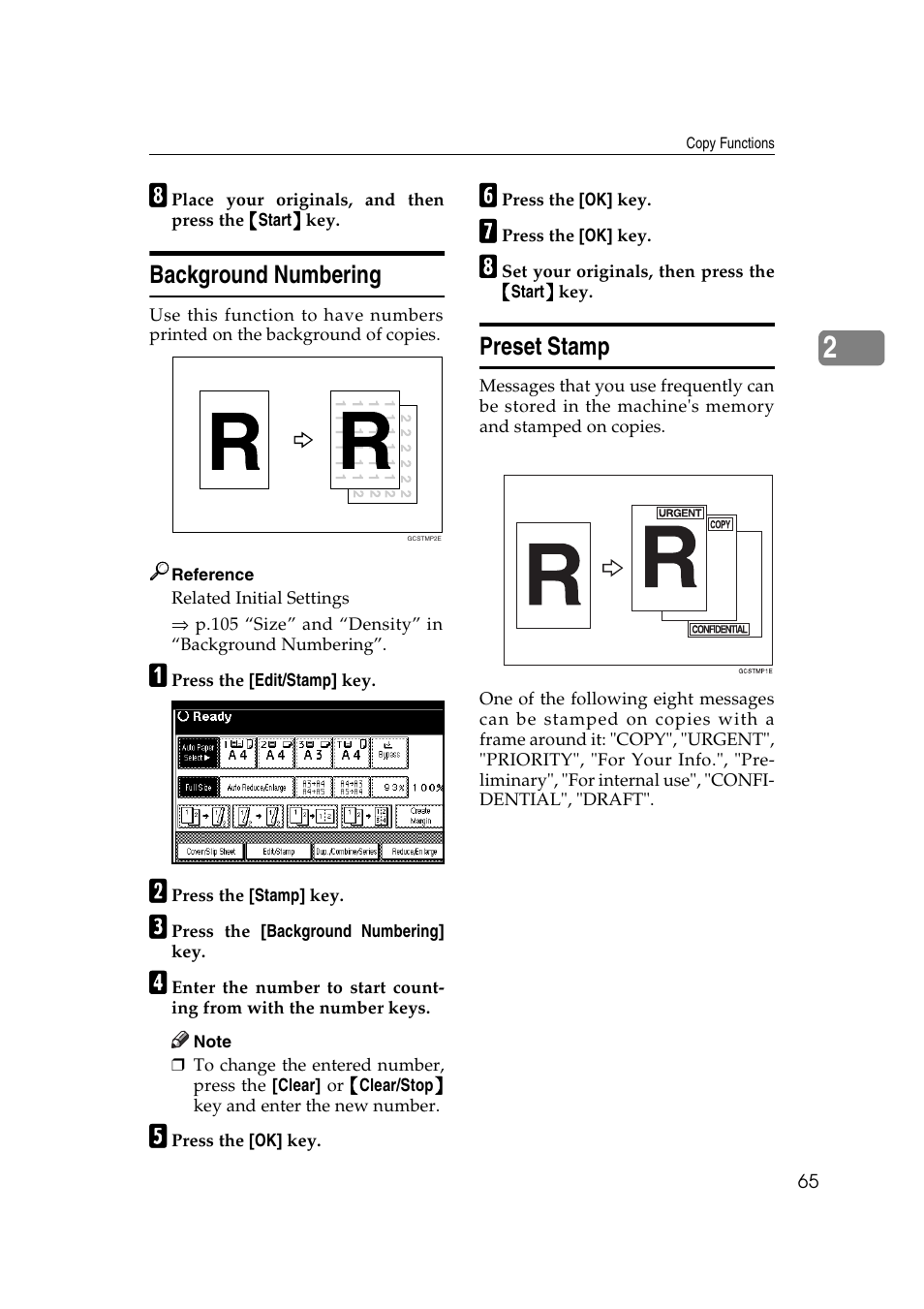 Background numbering preset stamp, Background numbering, Preset stamp | Ricoh IS 2075 User Manual | Page 77 / 142