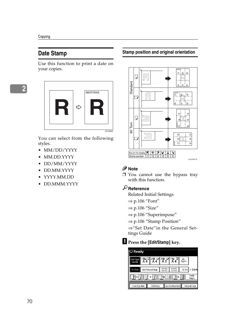 Date stamp | Ricoh IS 2075 User Manual | Page 82 / 142