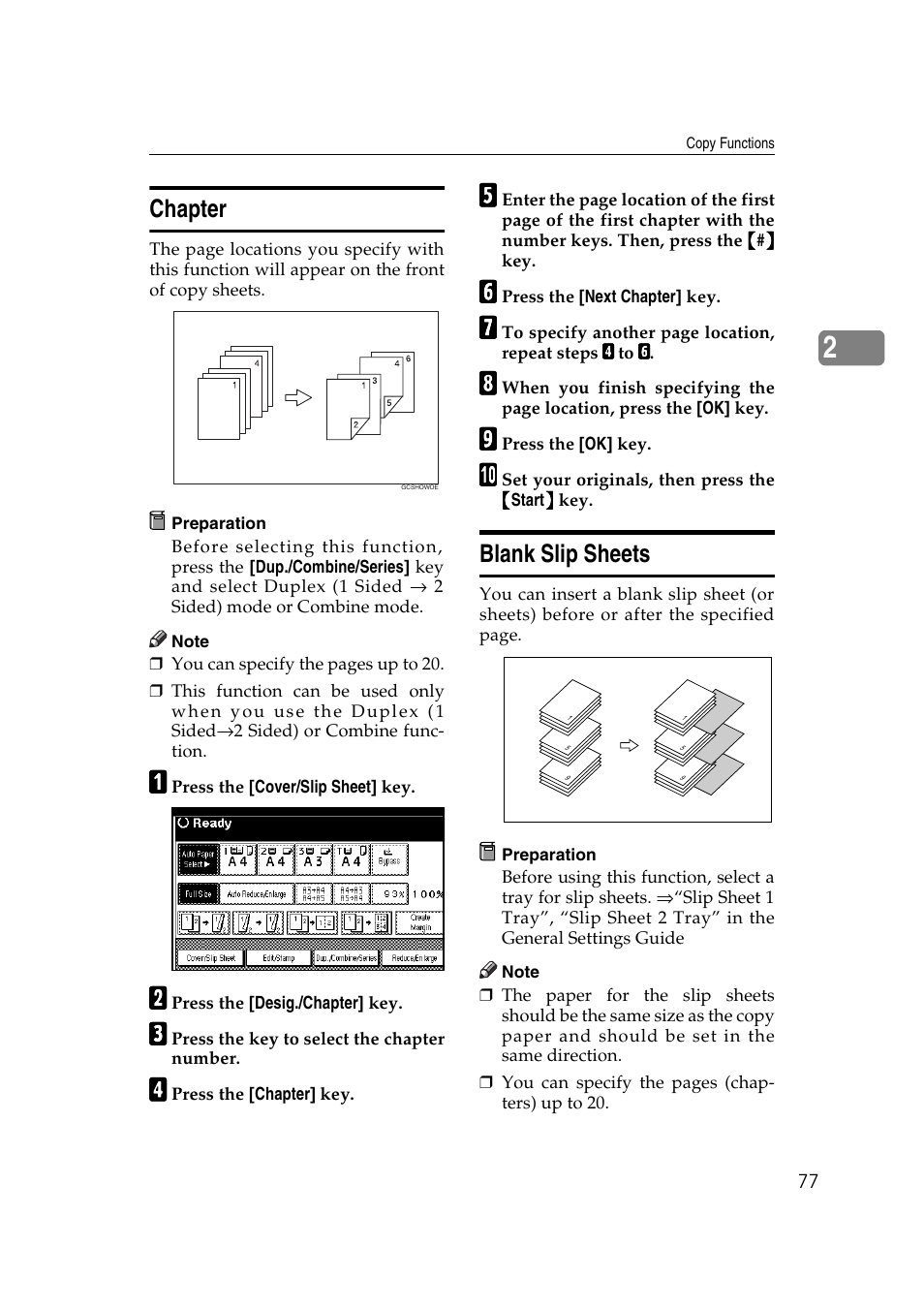 Chapter blank slip sheets, Chapter, Blank slip sheets | Ricoh IS 2075 User Manual | Page 89 / 142