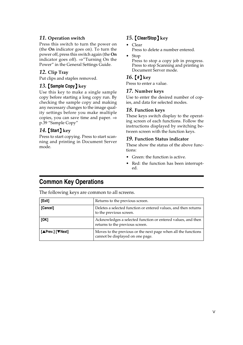 Common key operations | Ricoh IS 2075 User Manual | Page 9 / 142