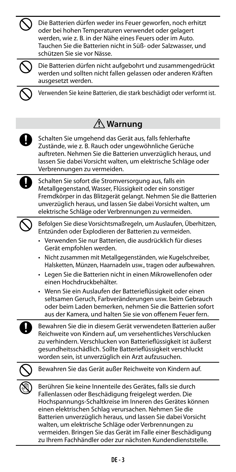 Warnung | Ricoh GF-1 User Manual | Page 23 / 116