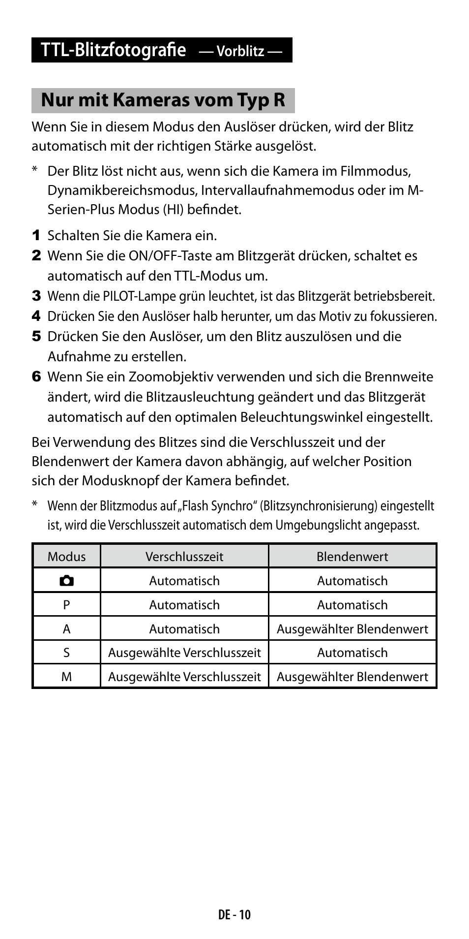 Ttl-blitzfotografie, Nur mit kameras vom typ r | Ricoh GF-1 User Manual | Page 30 / 116