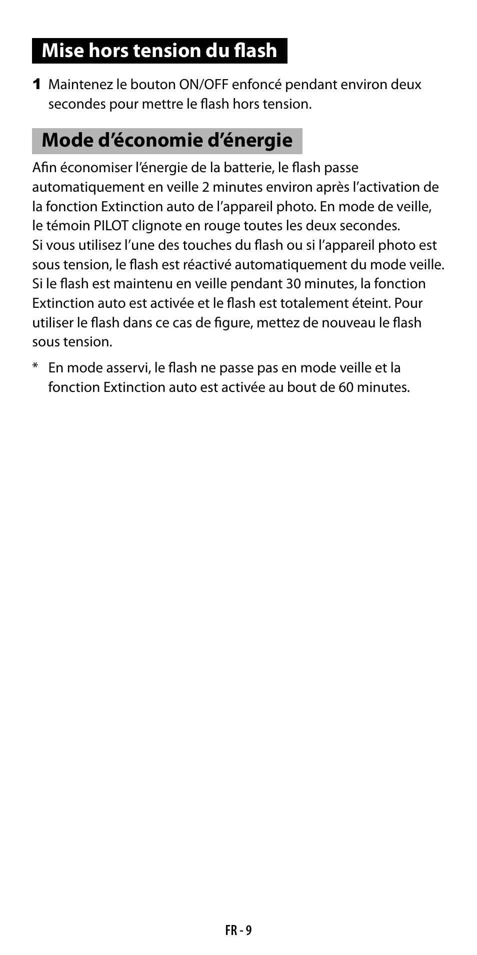 Mise hors tension du flash, Mode d’économie d’énergie | Ricoh GF-1 User Manual | Page 48 / 116