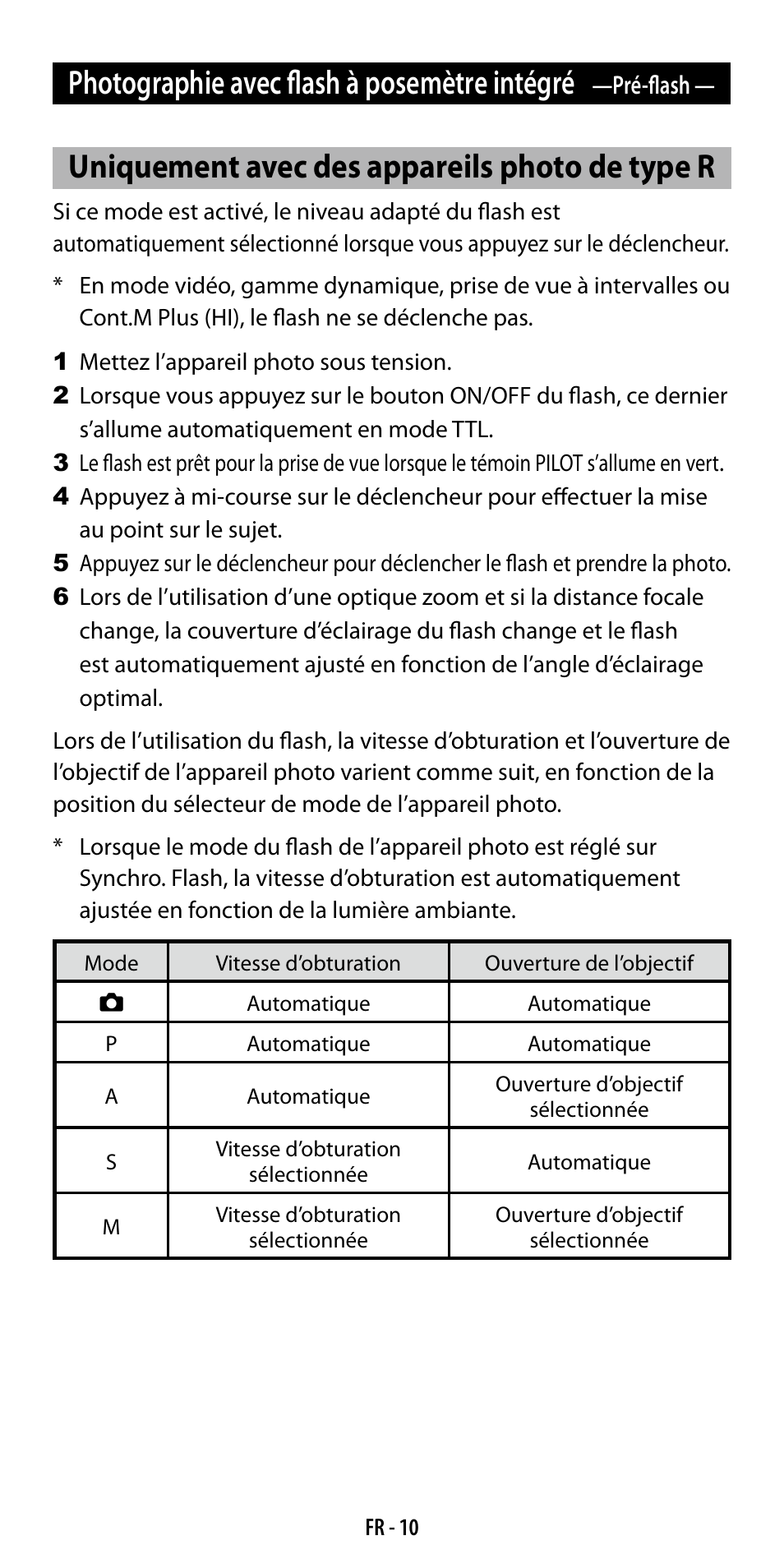 Photographie avec flash à posemètre intégré, Uniquement avec des appareils photo de type r | Ricoh GF-1 User Manual | Page 49 / 116