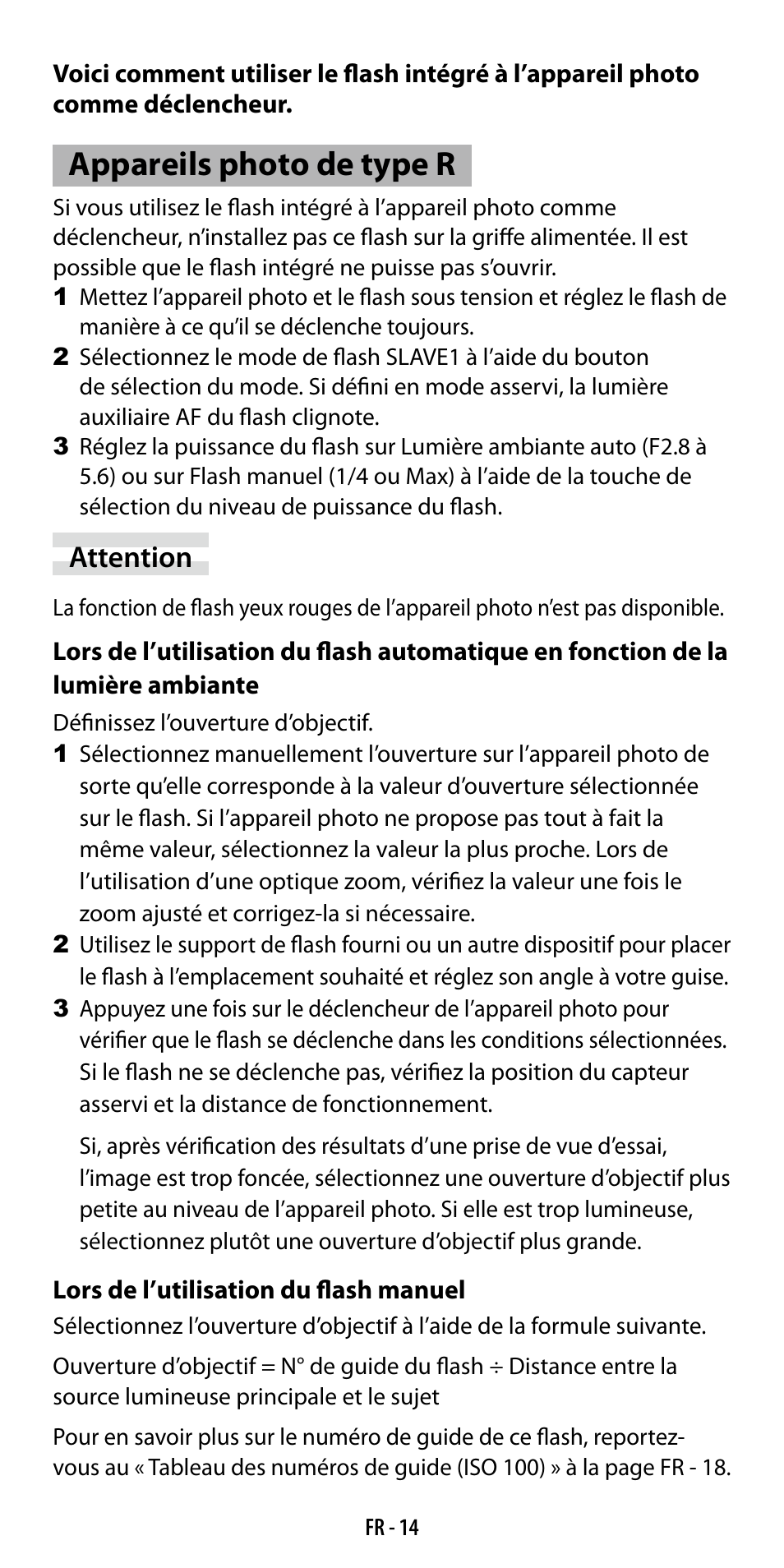 Appareils photo de type r, Attention | Ricoh GF-1 User Manual | Page 53 / 116