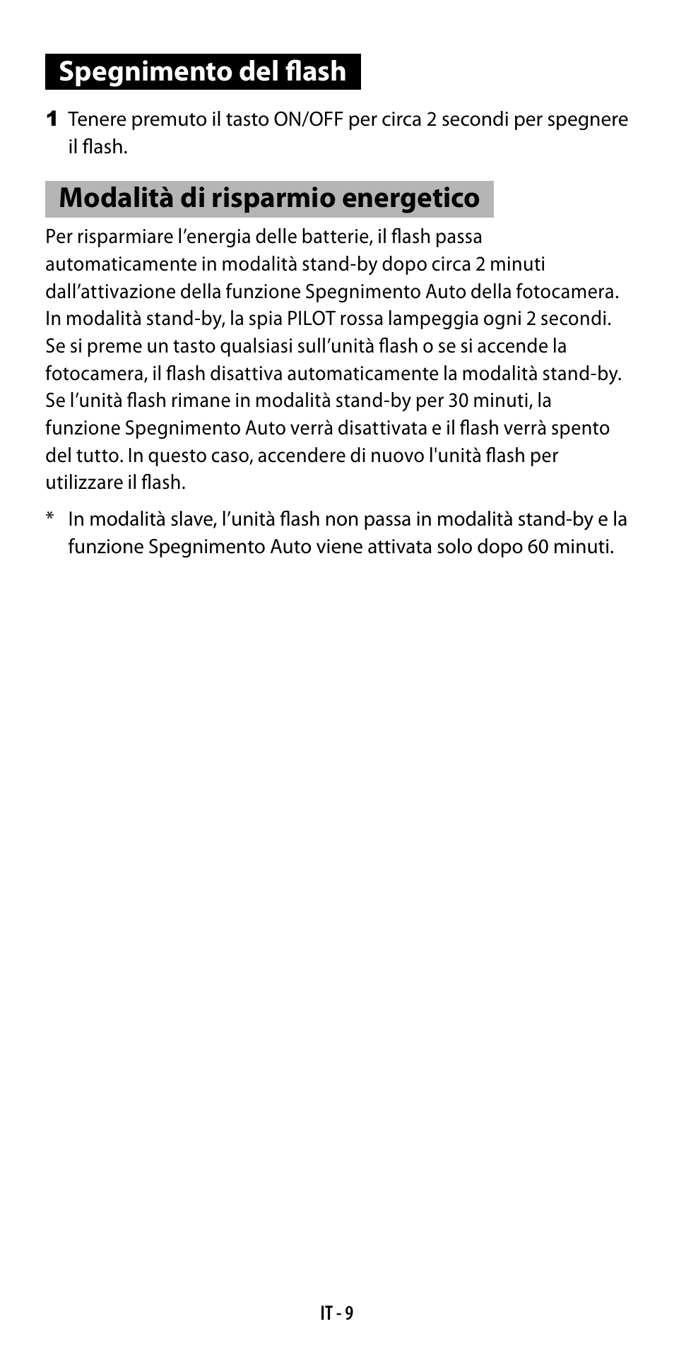 Spegnimento del flash, Modalità di risparmio energetico | Ricoh GF-1 User Manual | Page 86 / 116