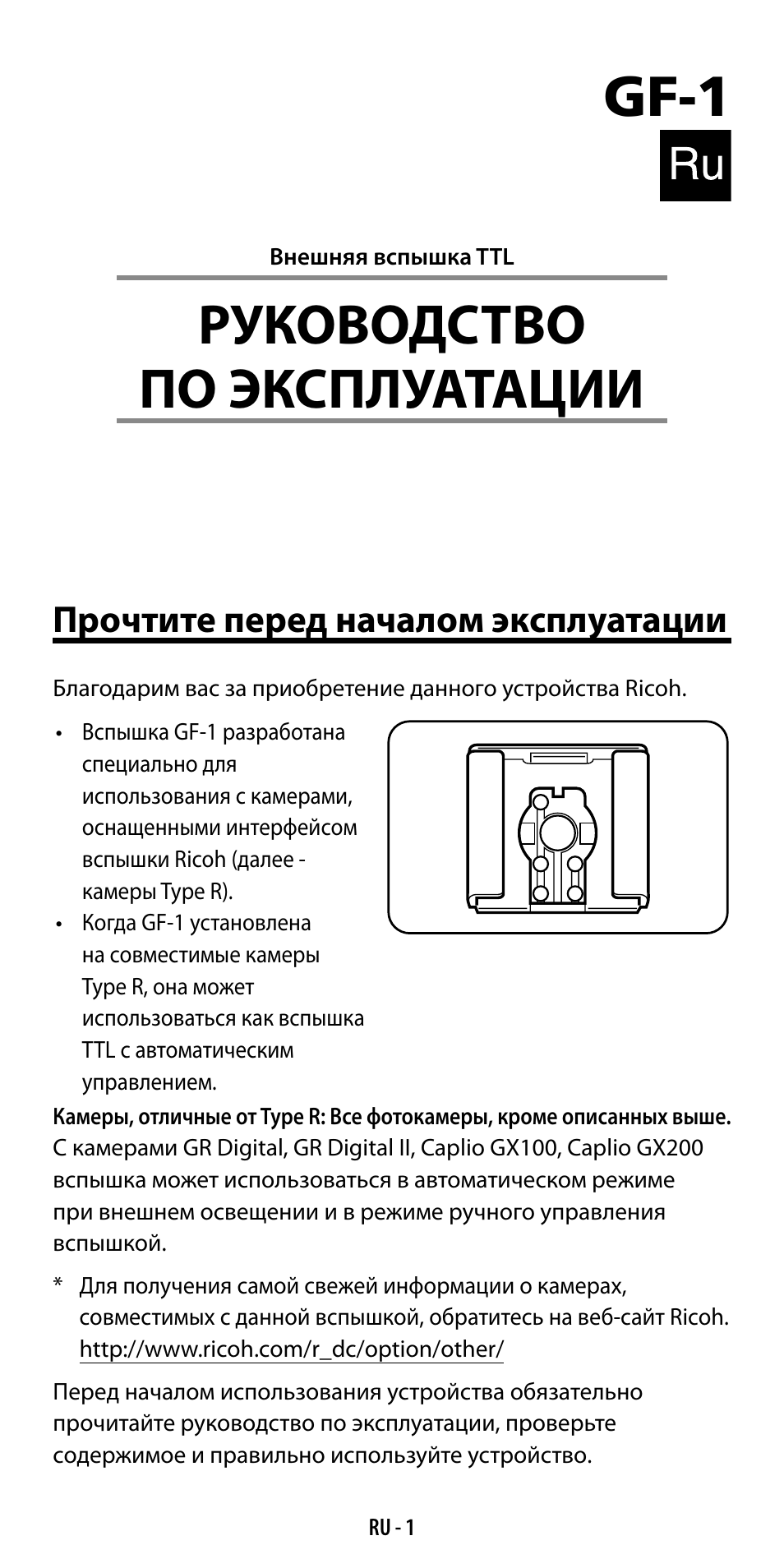 Gf-1, Руководство по эксплуатации, Прочтите перед началом эксплуатации | Ricoh GF-1 User Manual | Page 97 / 116