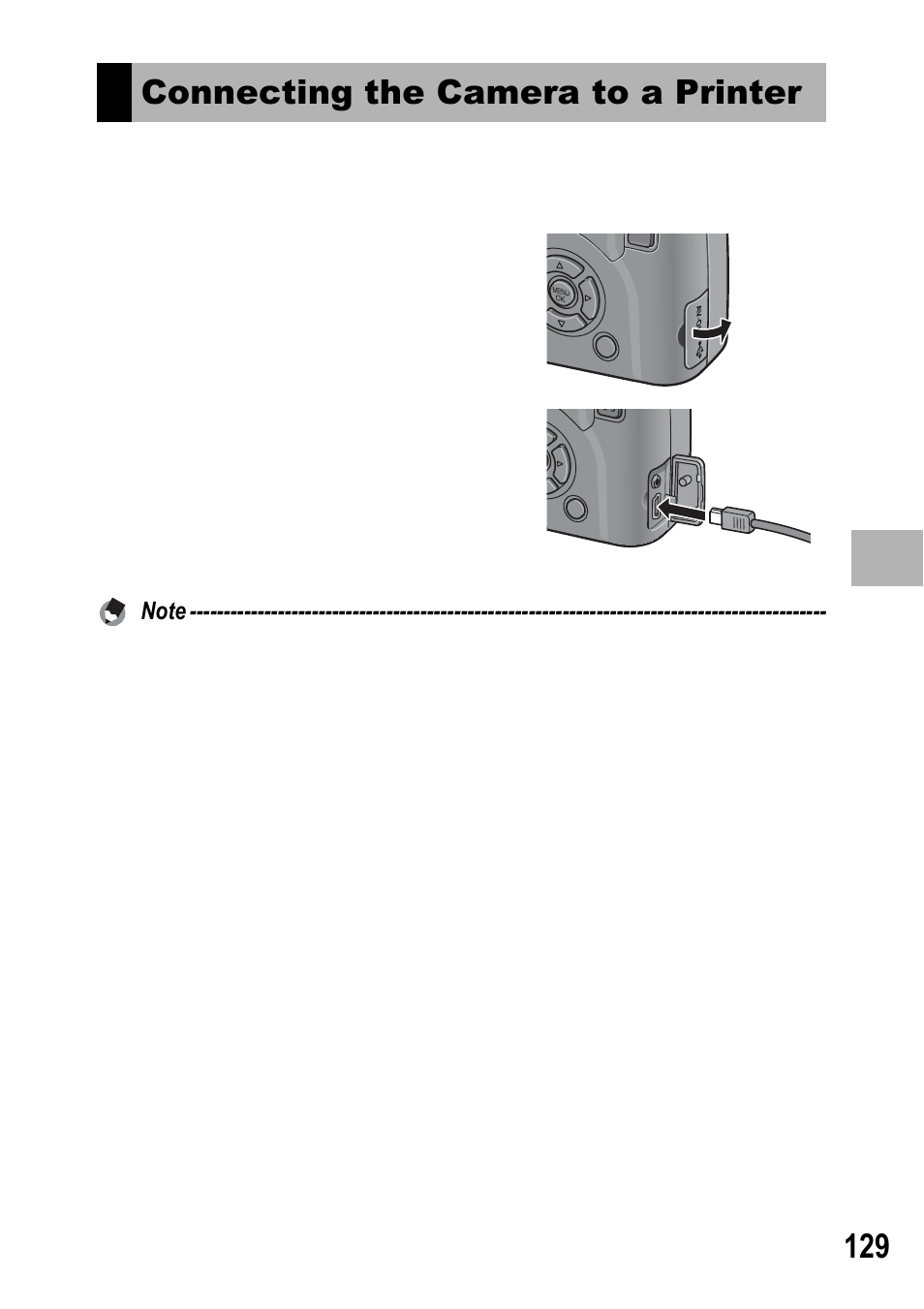 Connecting the camera to a printer | Ricoh GX100 VF User Manual | Page 131 / 218