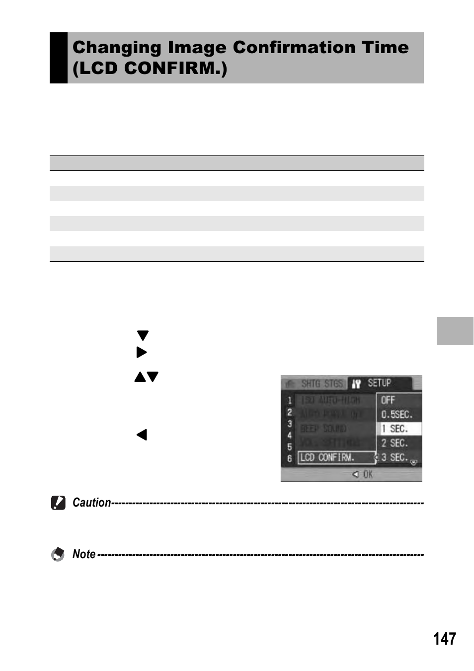 Changing image confirmation time (lcd confirm.) | Ricoh GX100 VF User Manual | Page 149 / 218