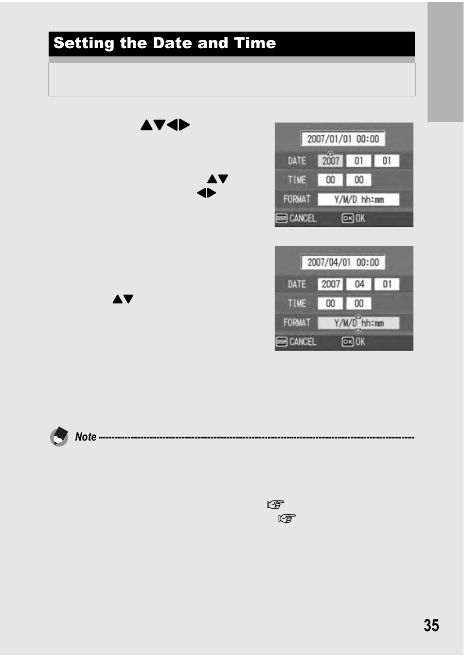 Setting the date and time | Ricoh GX100 VF User Manual | Page 37 / 218