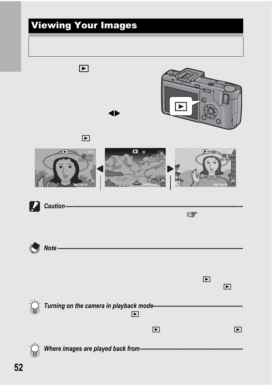 Viewing your images, Press the 6 (playback) button | Ricoh GX100 VF User Manual | Page 54 / 218