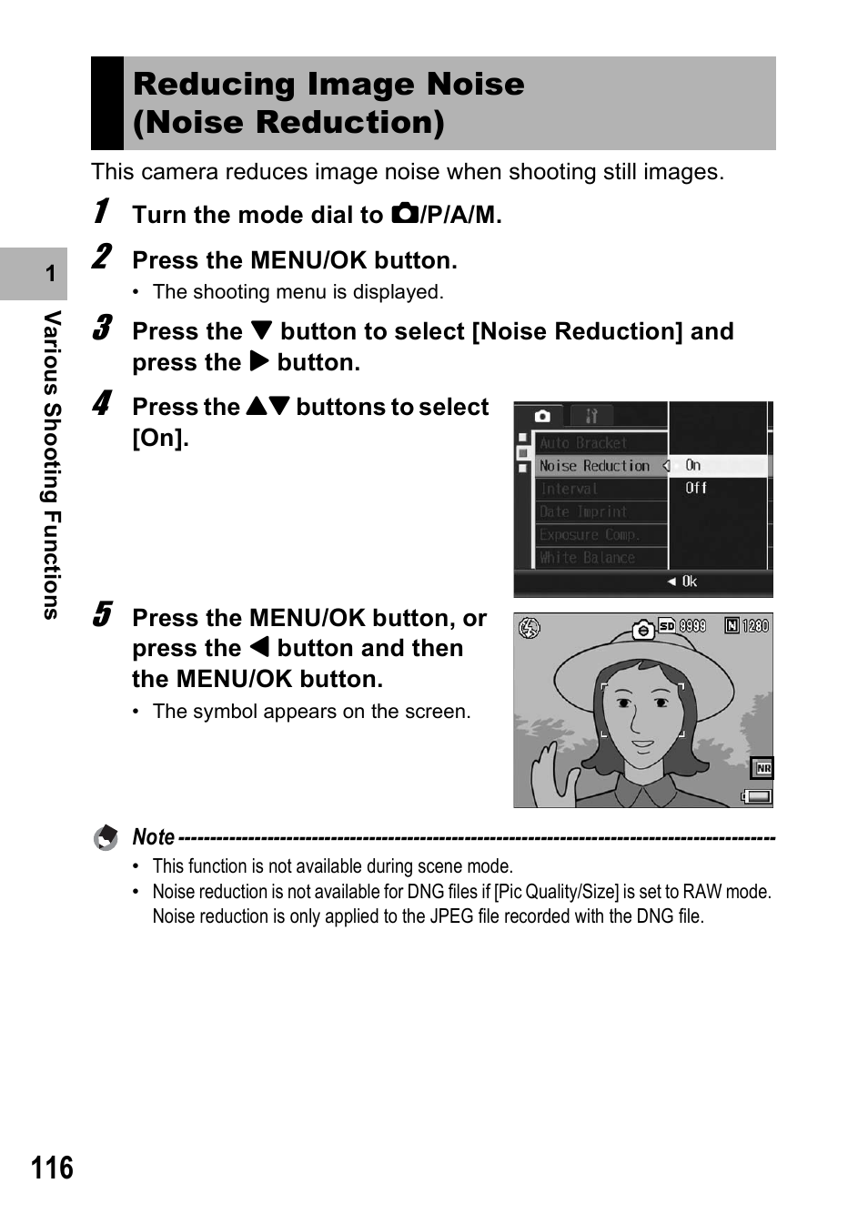 Reducing image noise (noise reduction) | Ricoh GR Digital II User Manual | Page 118 / 242