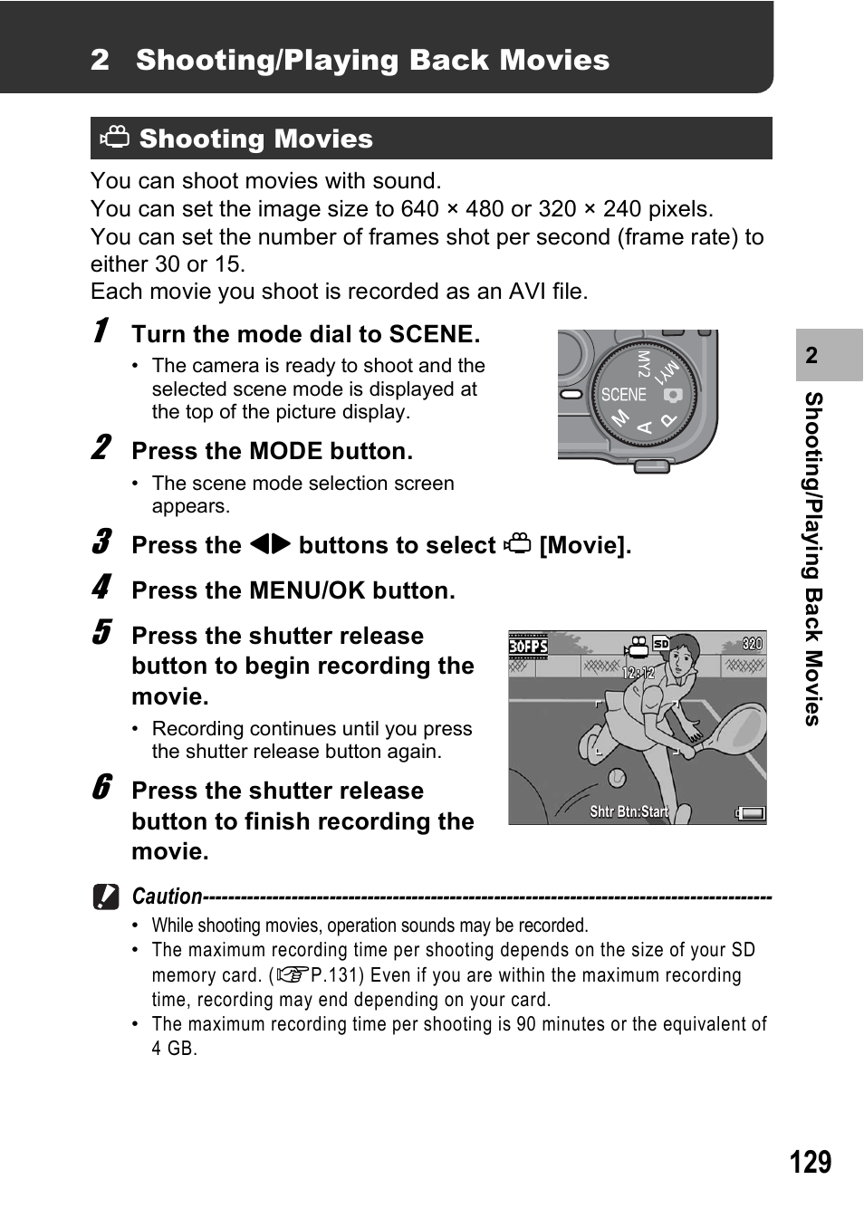 2 shooting/playing back movies | Ricoh GR Digital II User Manual | Page 131 / 242
