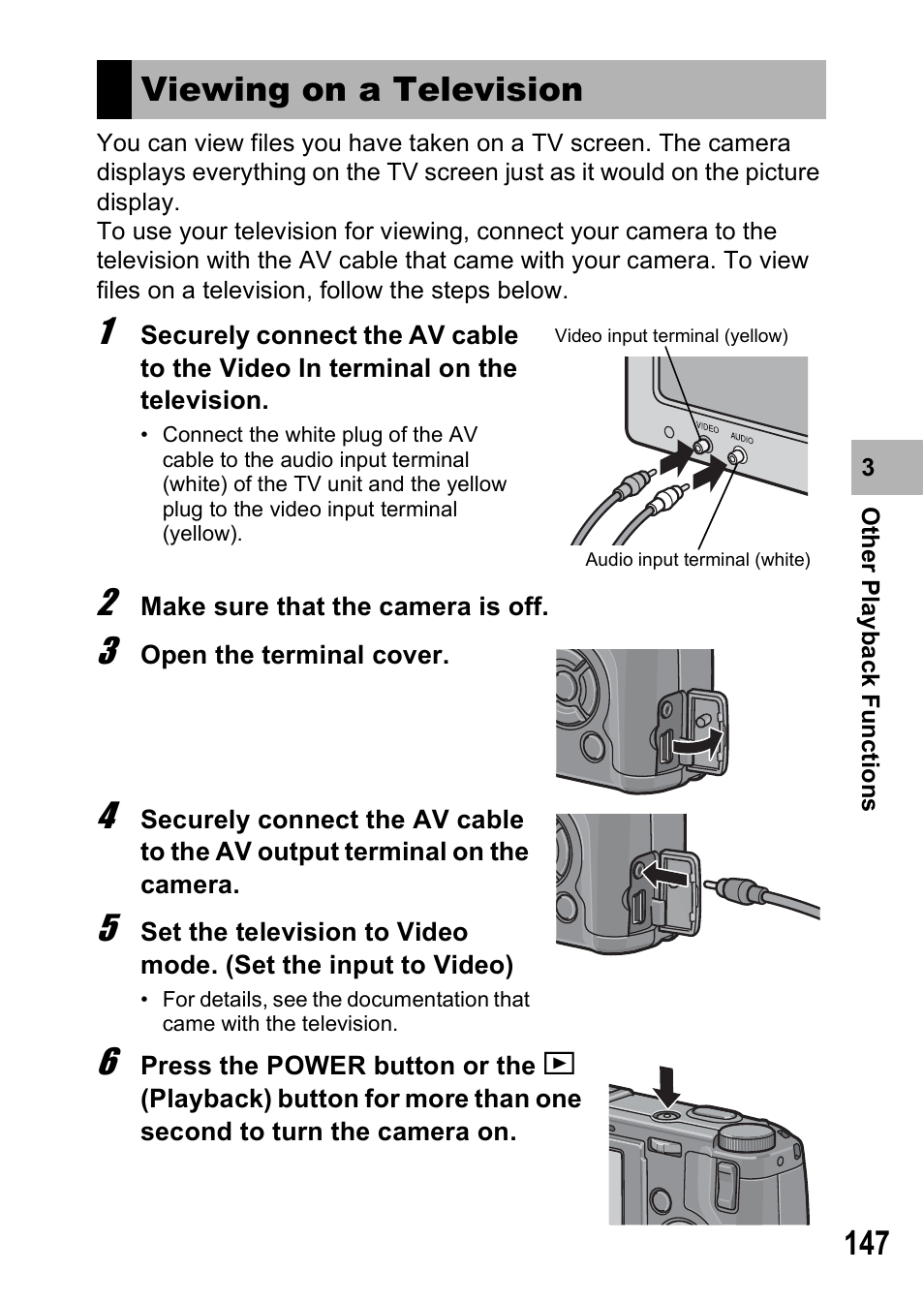 Viewing on a television | Ricoh GR Digital II User Manual | Page 149 / 242