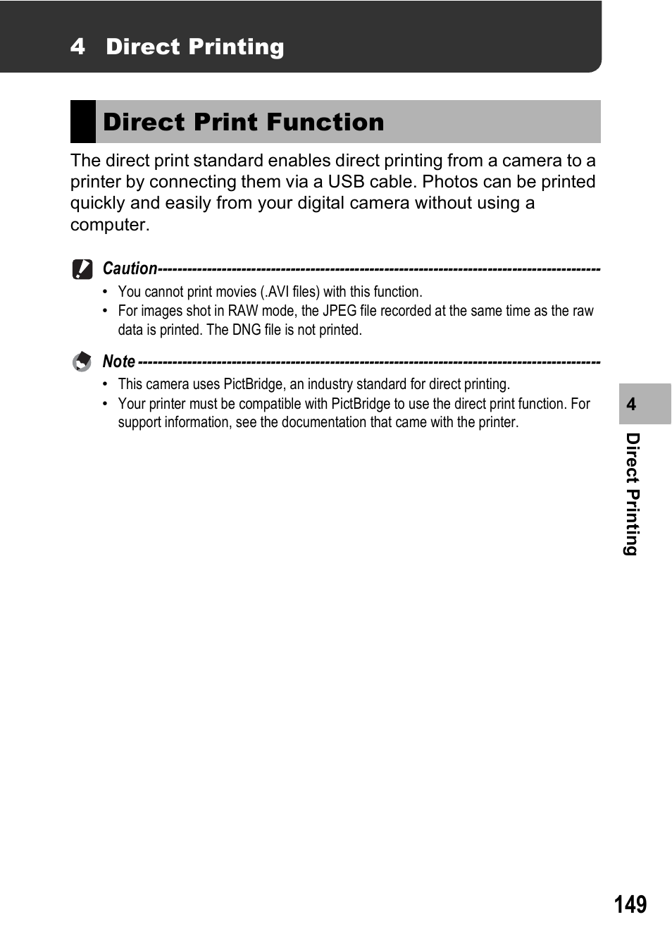 Direct print function, 4 direct printing | Ricoh GR Digital II User Manual | Page 151 / 242