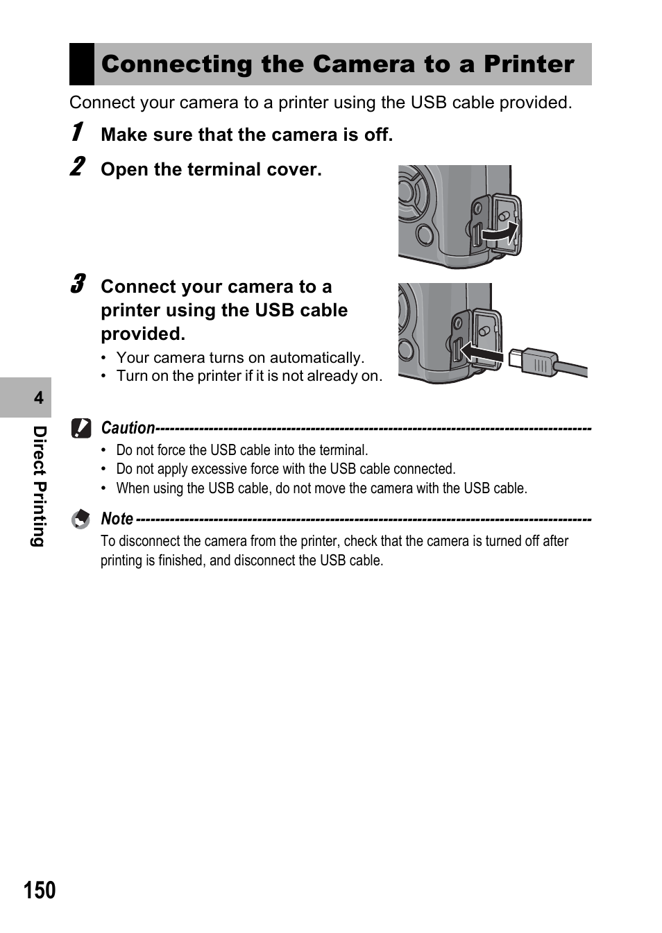 Connecting the camera to a printer | Ricoh GR Digital II User Manual | Page 152 / 242