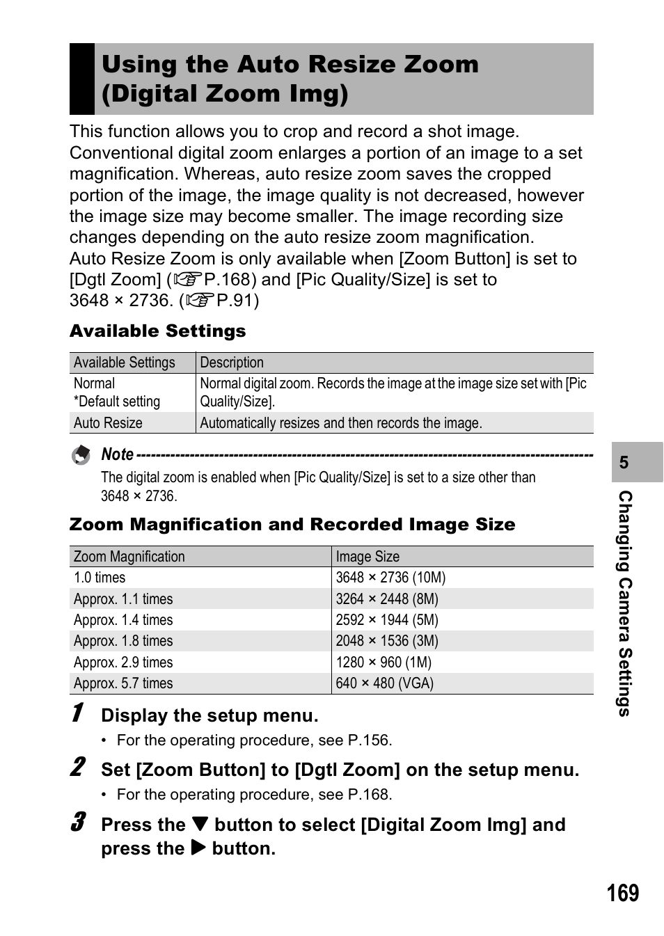 Using the auto resize zoom (digital zoom img) | Ricoh GR Digital II User Manual | Page 171 / 242