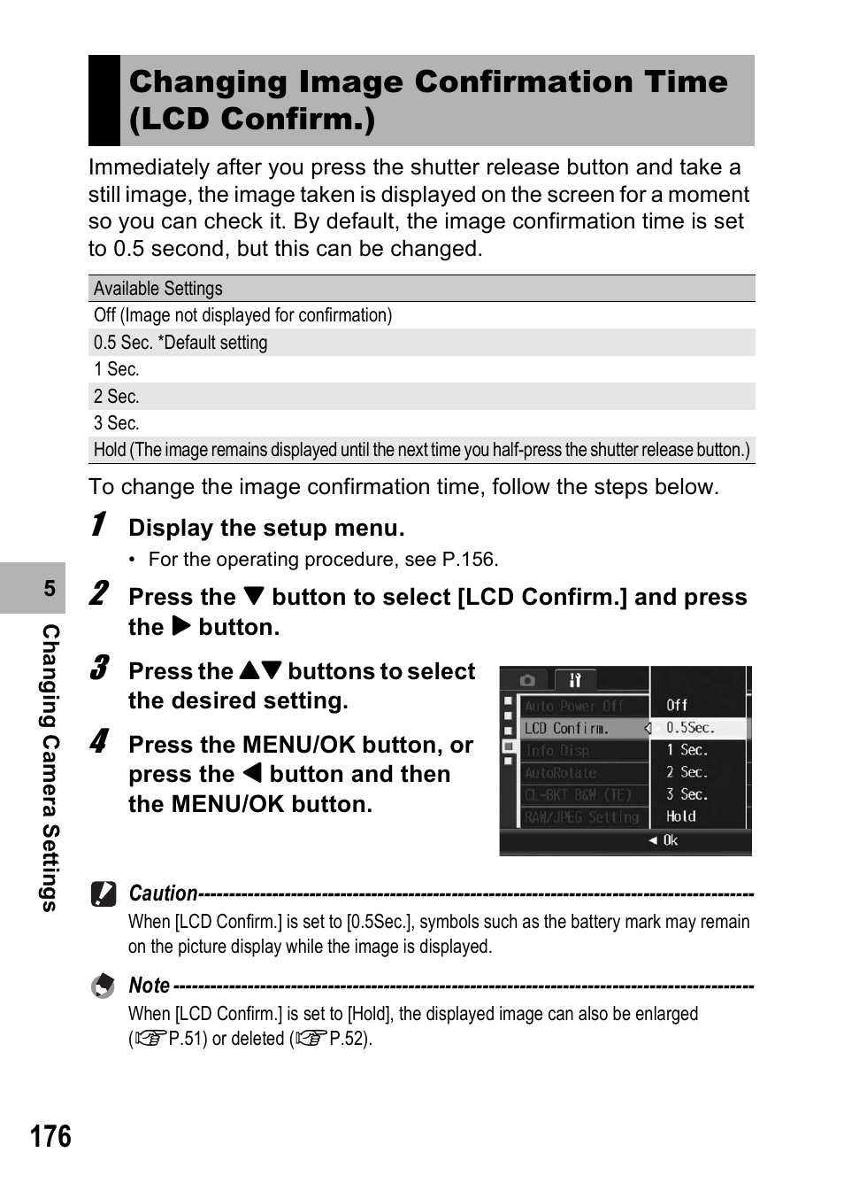 Changing image confirmation time (lcd confirm.) | Ricoh GR Digital II User Manual | Page 178 / 242