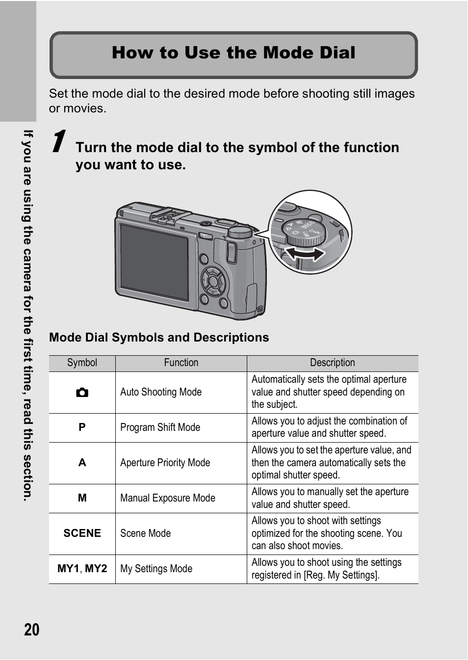 How to use the mode dial | Ricoh GR Digital II User Manual | Page 22 / 242