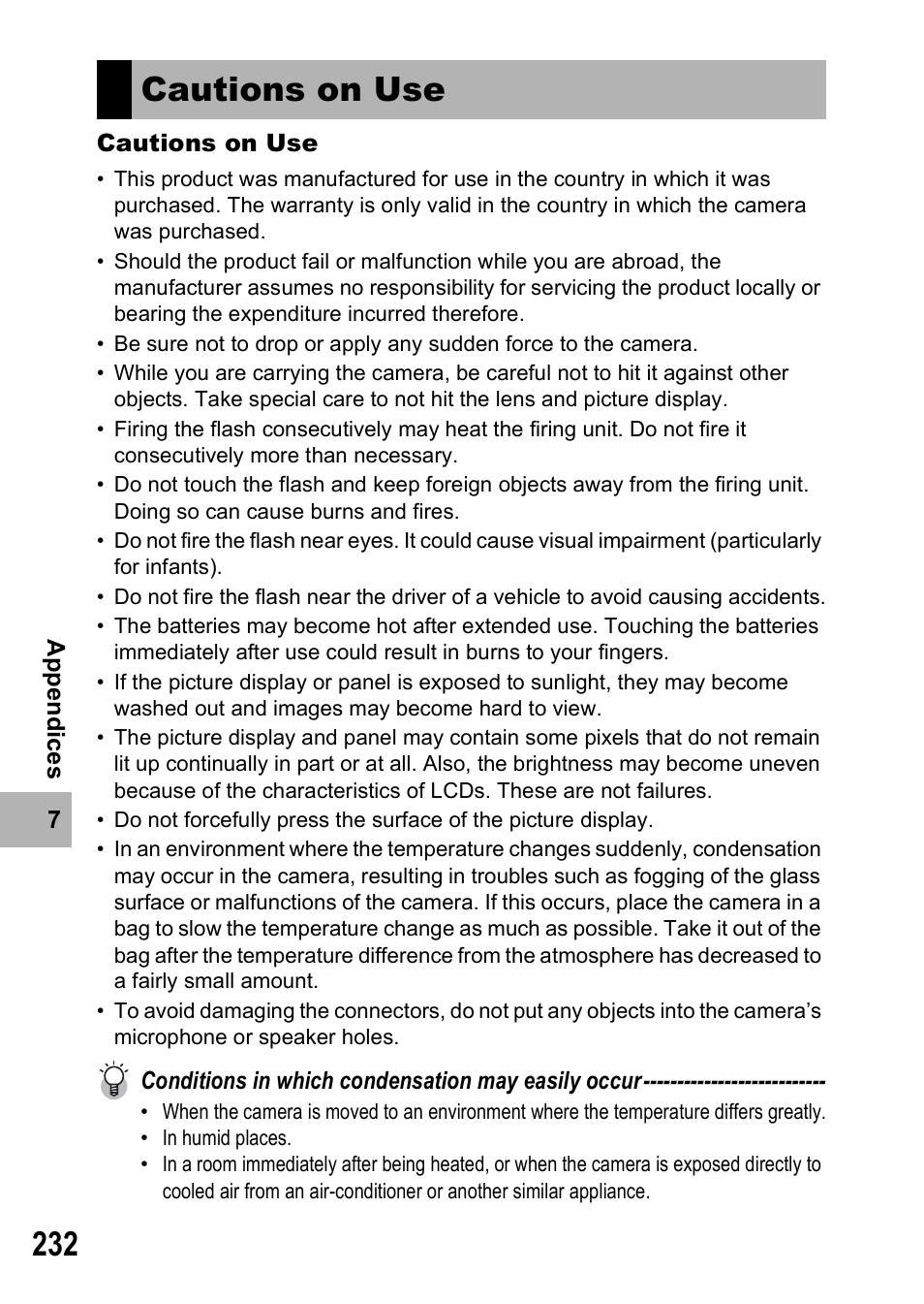 Cautions on use | Ricoh GR Digital II User Manual | Page 234 / 242