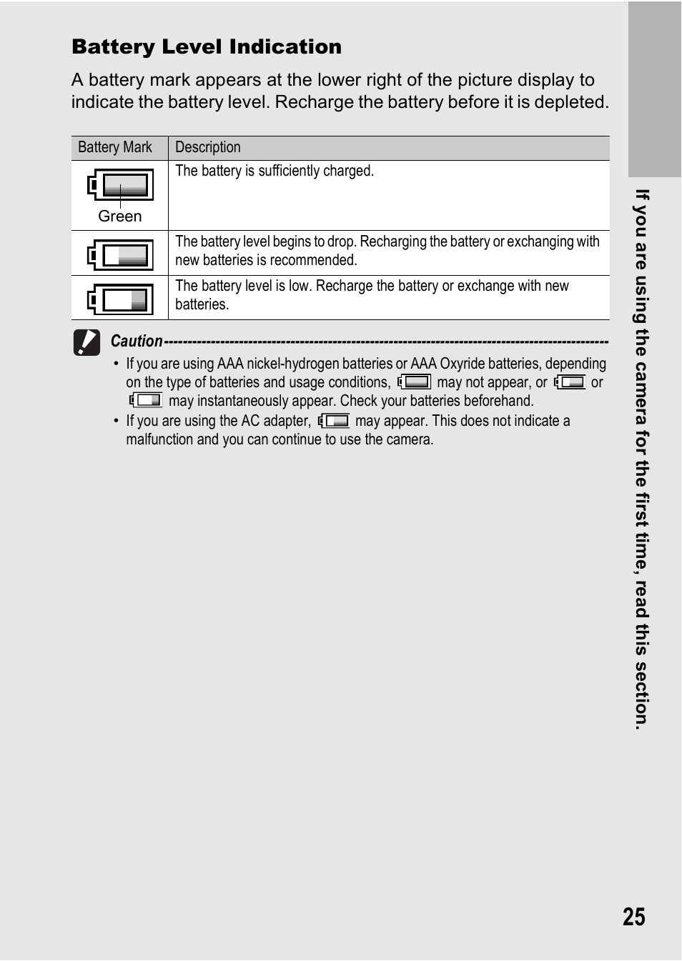 Battery level indication | Ricoh GR Digital II User Manual | Page 27 / 242