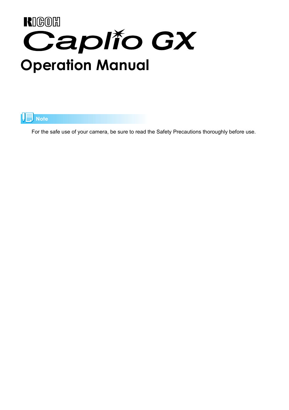 Ricoh Caplio GX User Manual | 194 pages