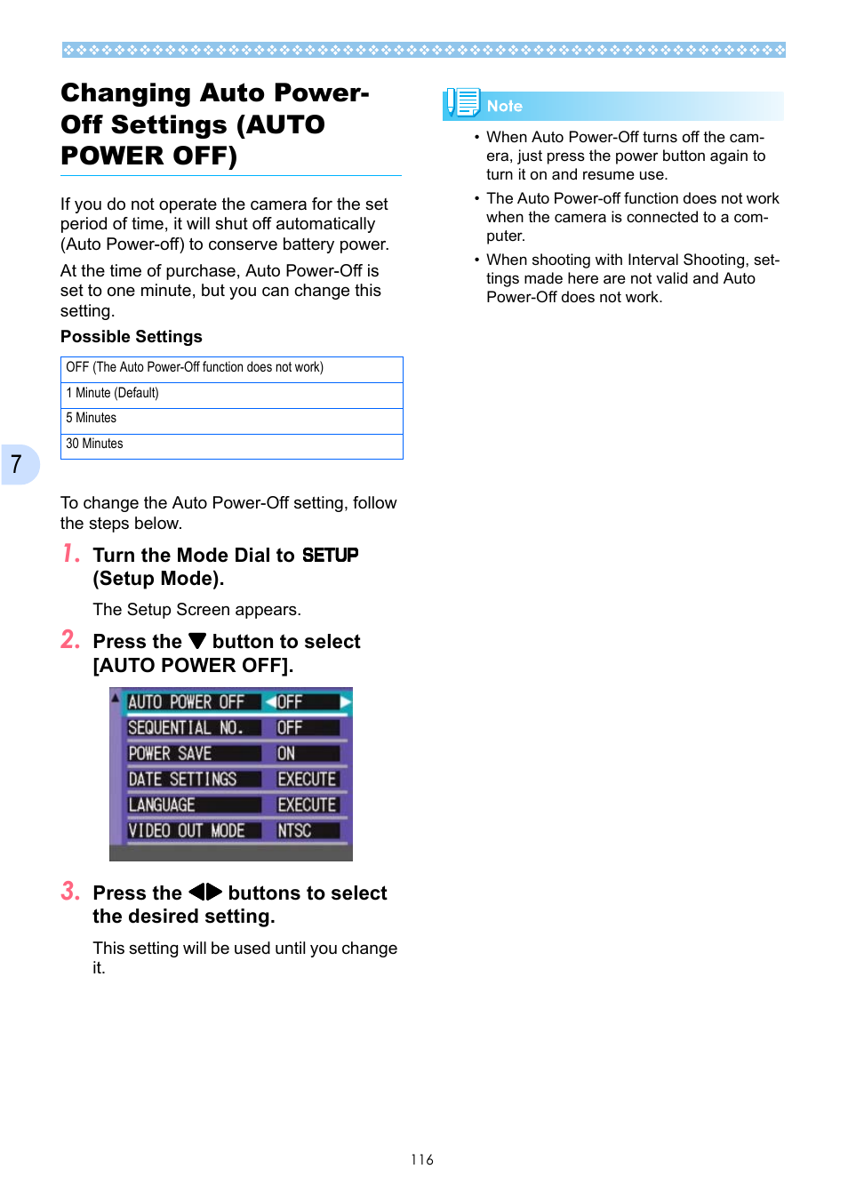 Changing auto power- off settings (auto power off), Changing auto power-off settings (auto power off), Me, see p.116 | P.116 | Ricoh Caplio GX User Manual | Page 116 / 194