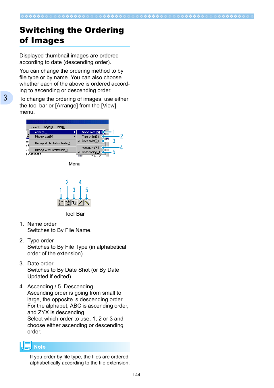 Switching the ordering of images, 3switching the ordering of images | Ricoh Caplio GX User Manual | Page 144 / 194