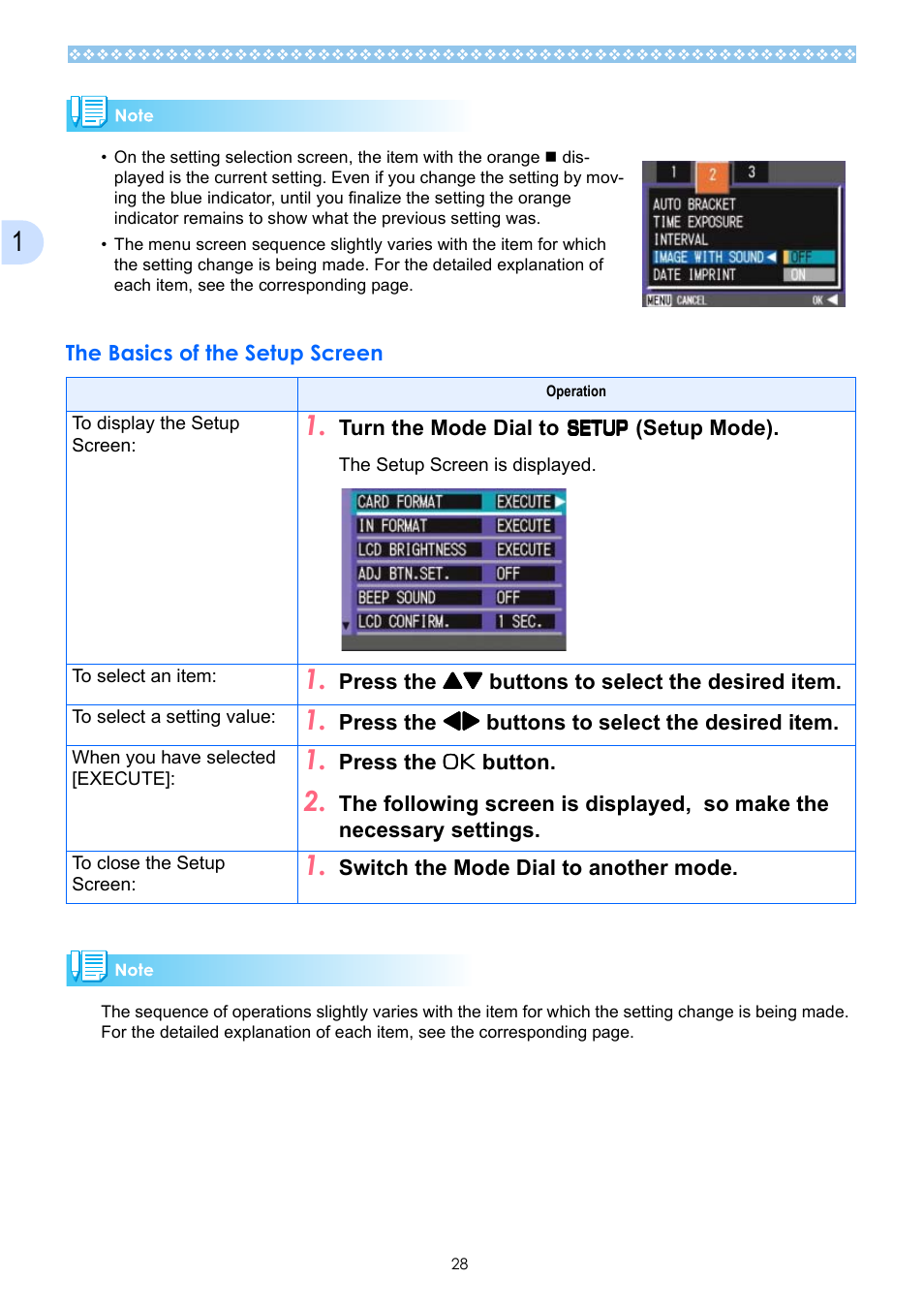 The basics of the setup screen, Ee p.28) and for enlarg | Ricoh Caplio GX User Manual | Page 28 / 194