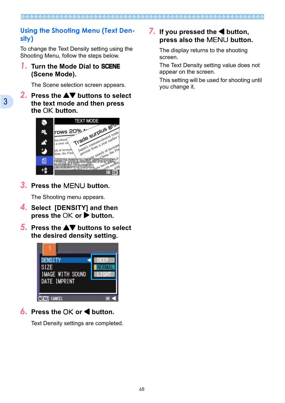 Using the shooting menu (text density) | Ricoh Caplio GX User Manual | Page 68 / 194