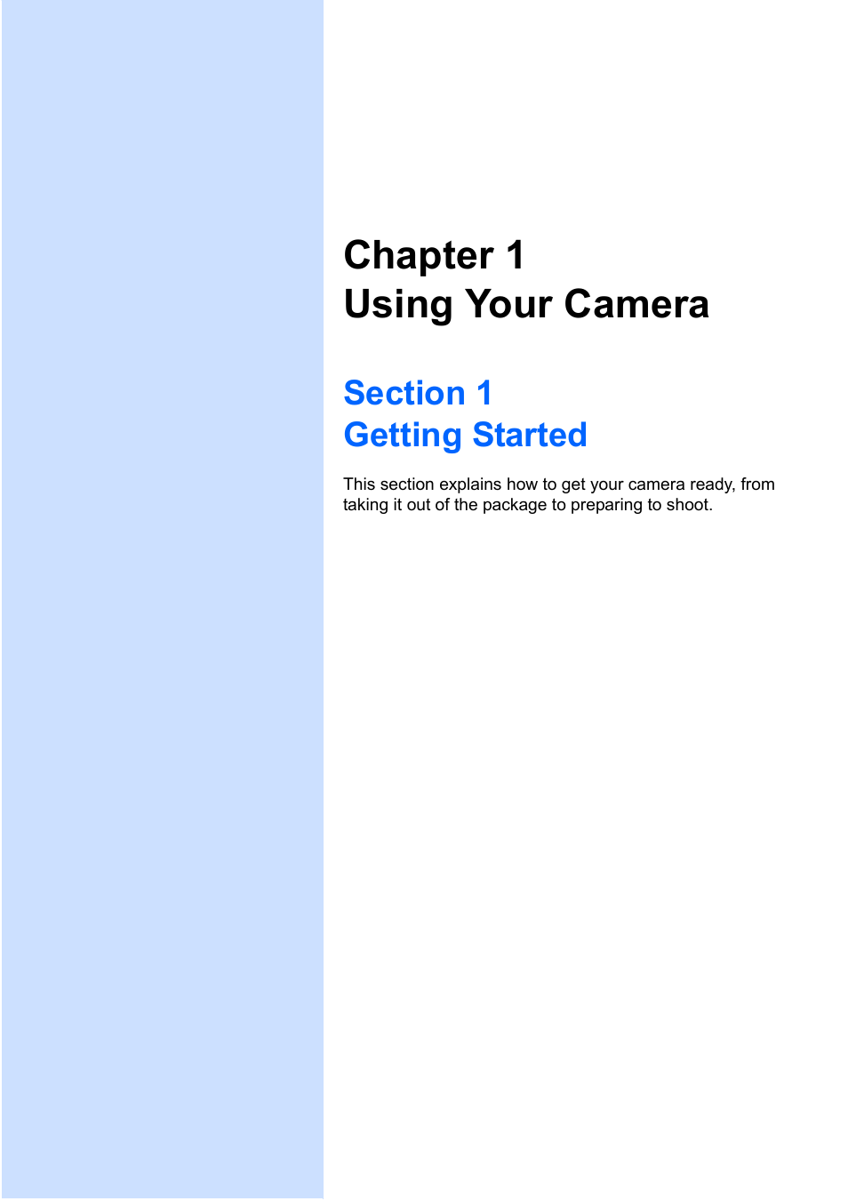 Chapter 1 using your camera, Section 1 getting started | Ricoh Caplio GX User Manual | Page 7 / 194