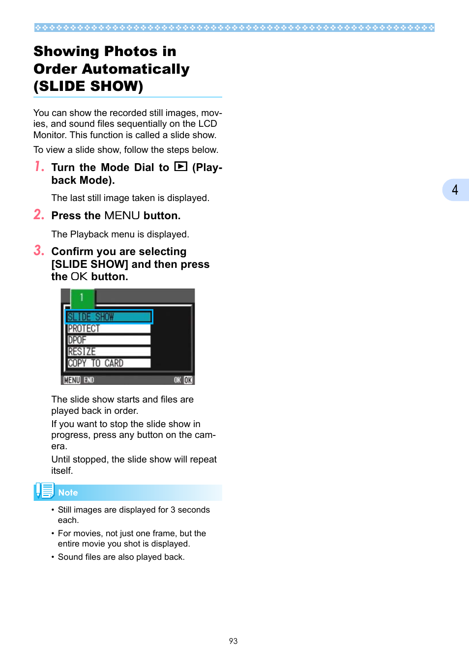 Showing photos in order automatically (slide show), P.93 | Ricoh Caplio GX User Manual | Page 93 / 194