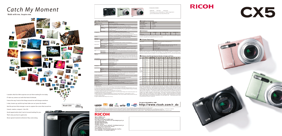 Catch my moment, Walk with me. inspire me, Ricoh cx5 | Ricoh CX5 User Manual | Page 5 / 6