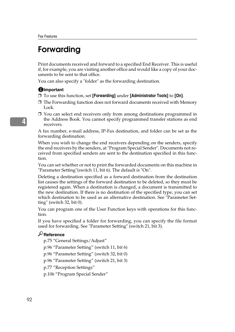 Forwarding, 4forwarding | Ricoh Aficio MP 161SPF User Manual | Page 100 / 304