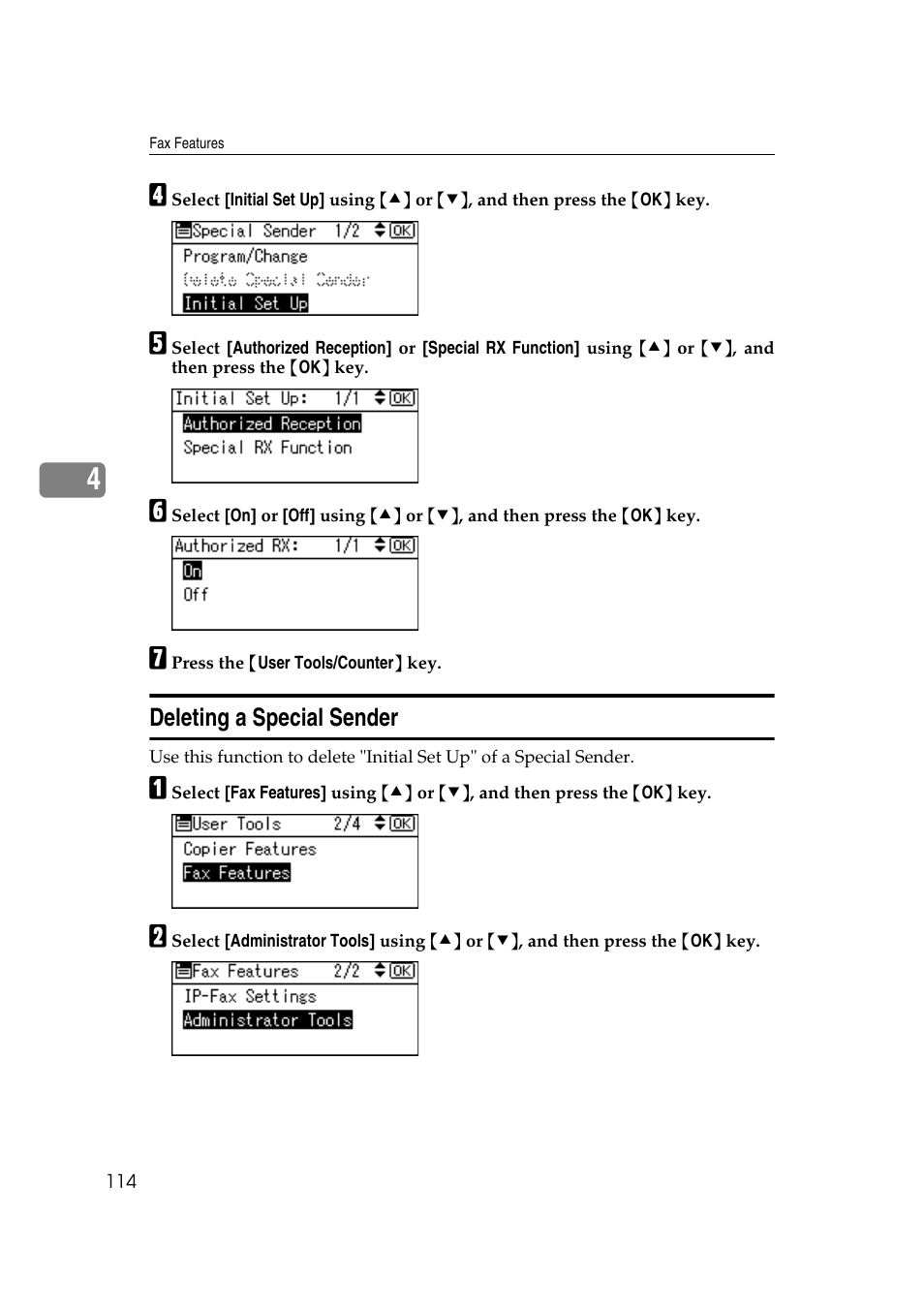 Deleting a special sender | Ricoh Aficio MP 161SPF User Manual | Page 122 / 304