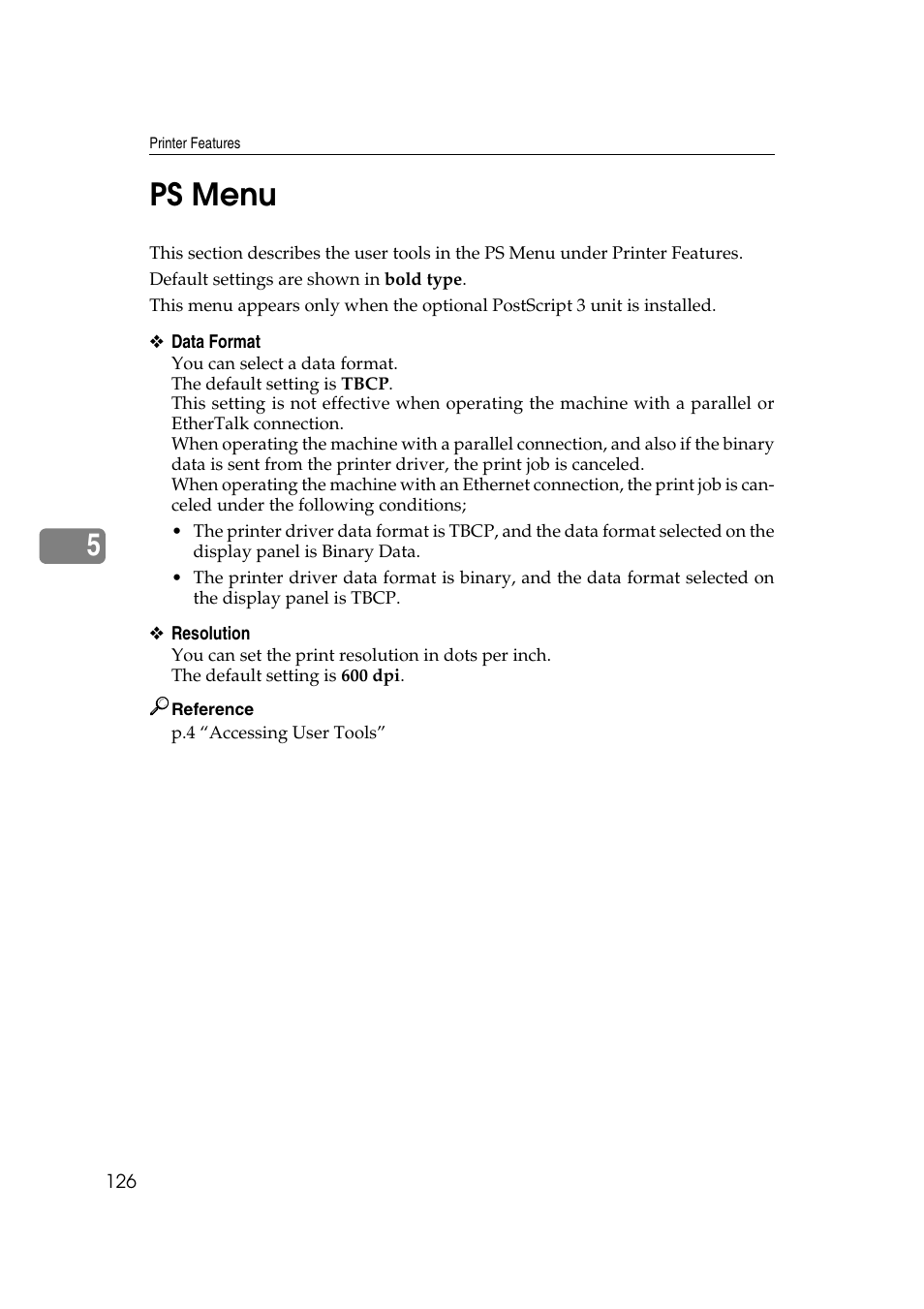 Ps menu, 5ps menu | Ricoh Aficio MP 161SPF User Manual | Page 134 / 304
