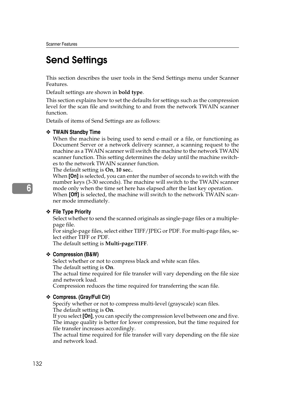 Send settings, 6send settings | Ricoh Aficio MP 161SPF User Manual | Page 140 / 304