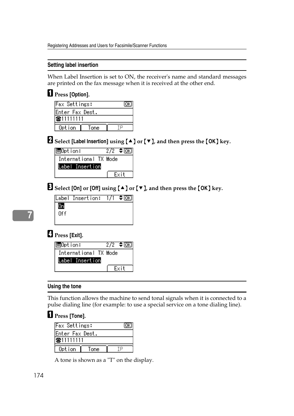 Setting label insertion, Using the tone, P.174 “setting label insertion | Ricoh Aficio MP 161SPF User Manual | Page 182 / 304