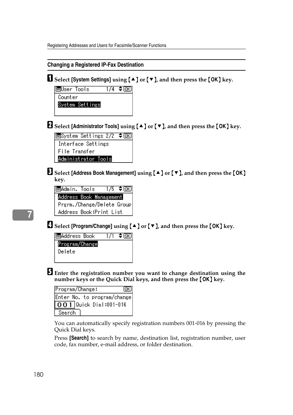Changing a registered ip-fax destination | Ricoh Aficio MP 161SPF User Manual | Page 188 / 304
