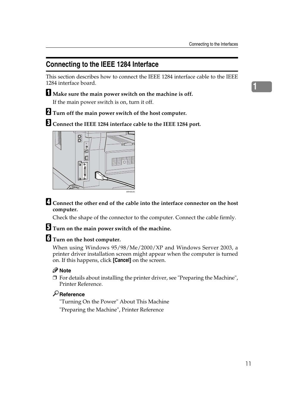 Connecting to the ieee 1284 interface | Ricoh Aficio MP 161SPF User Manual | Page 19 / 304
