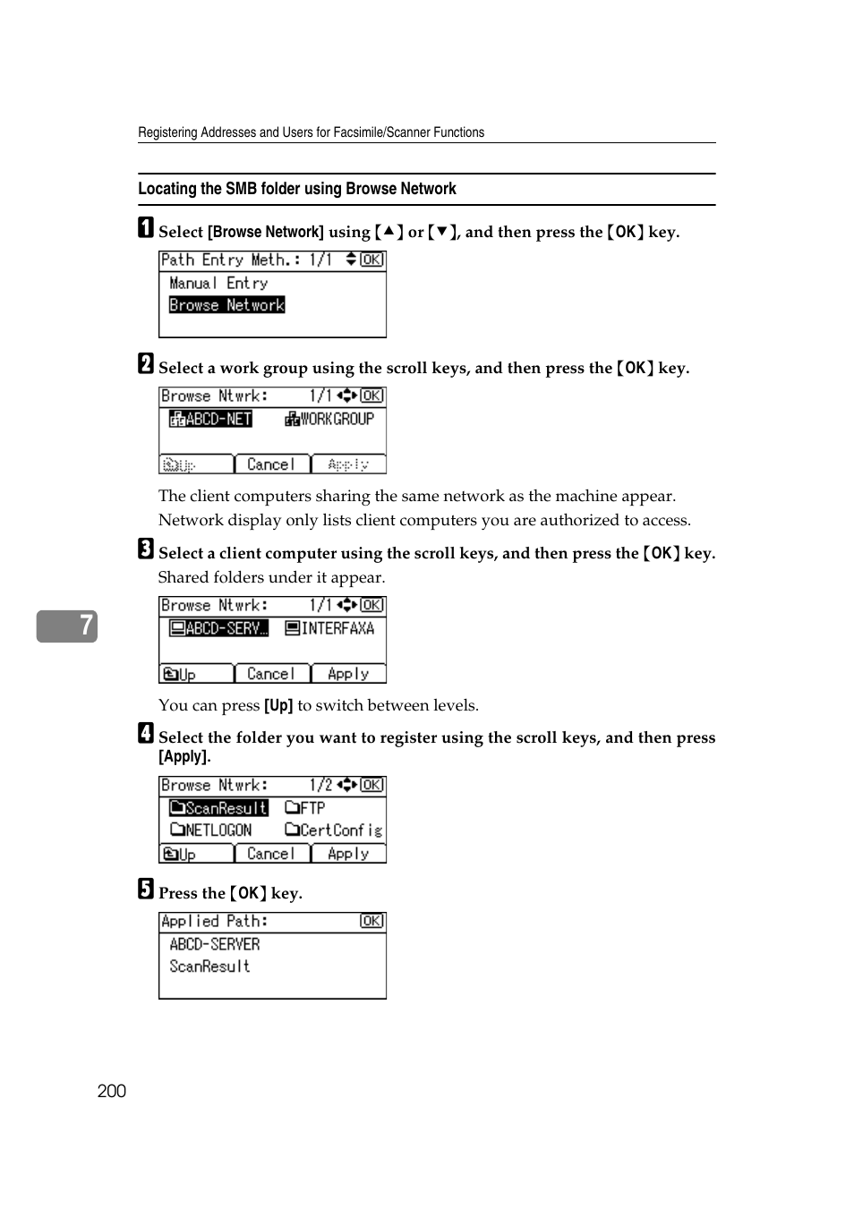 Locating the smb folder using browse network | Ricoh Aficio MP 161SPF User Manual | Page 208 / 304