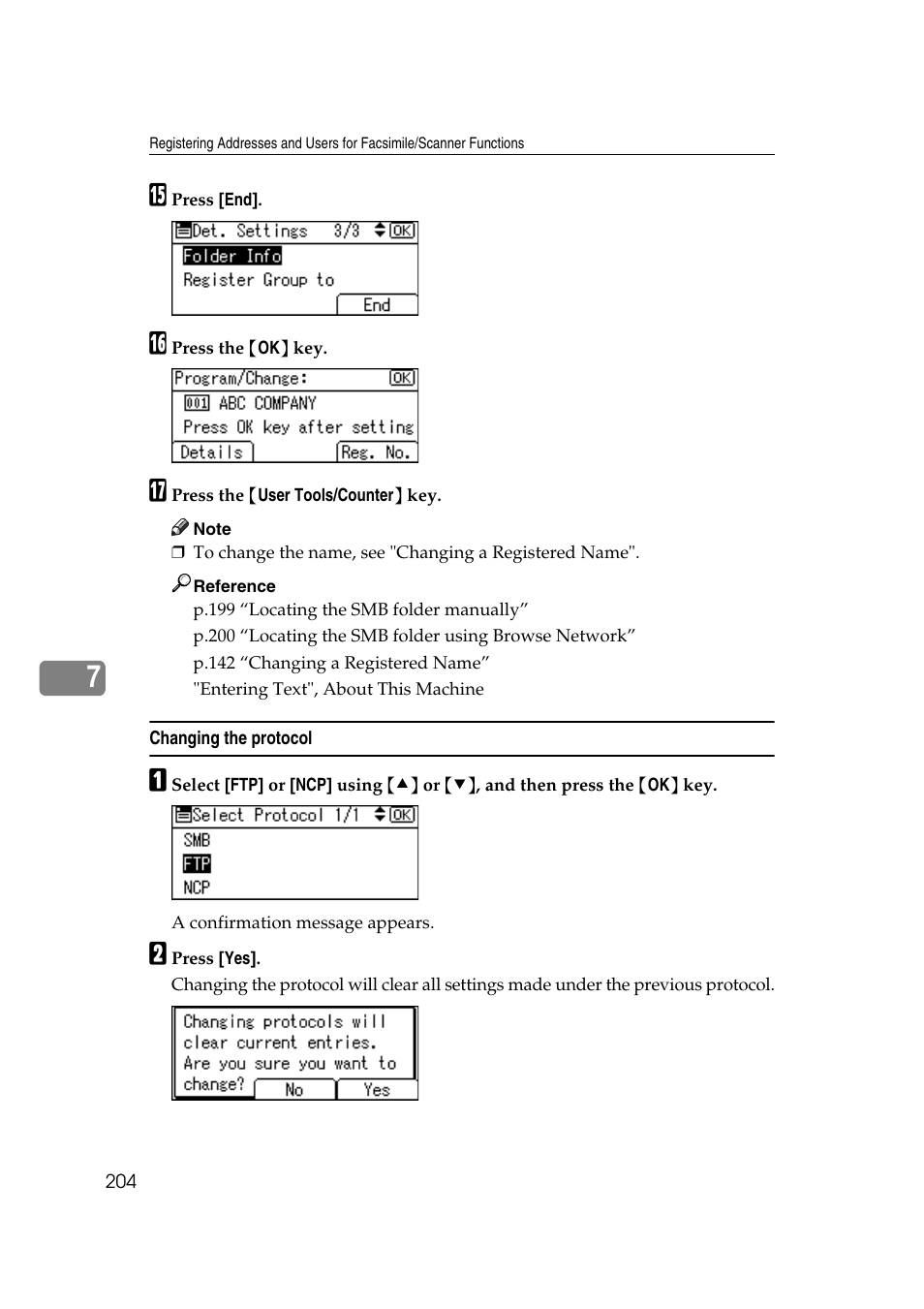 Changing the protocol | Ricoh Aficio MP 161SPF User Manual | Page 212 / 304