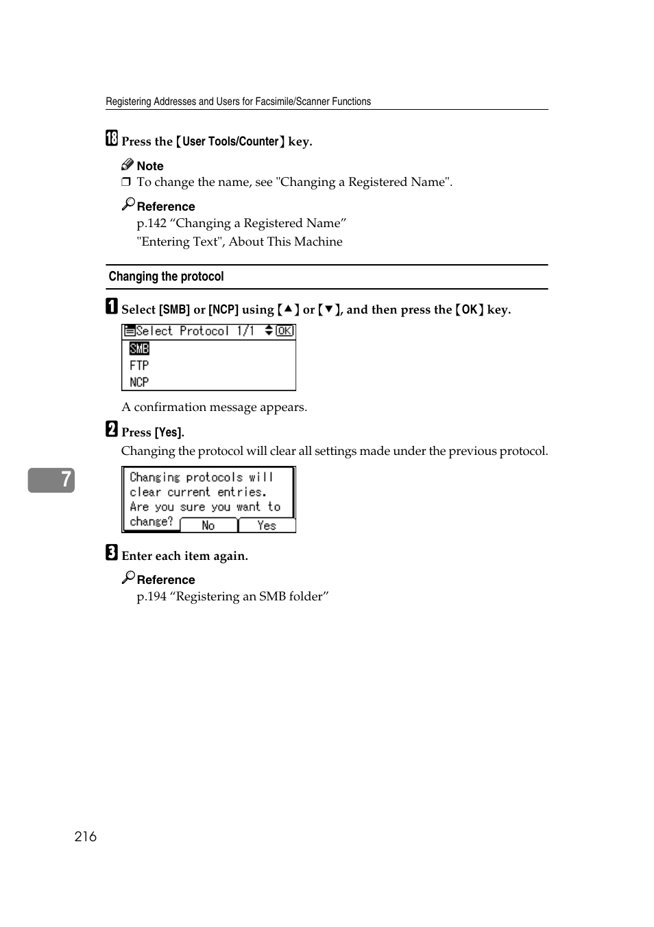 Changing the protocol | Ricoh Aficio MP 161SPF User Manual | Page 224 / 304
