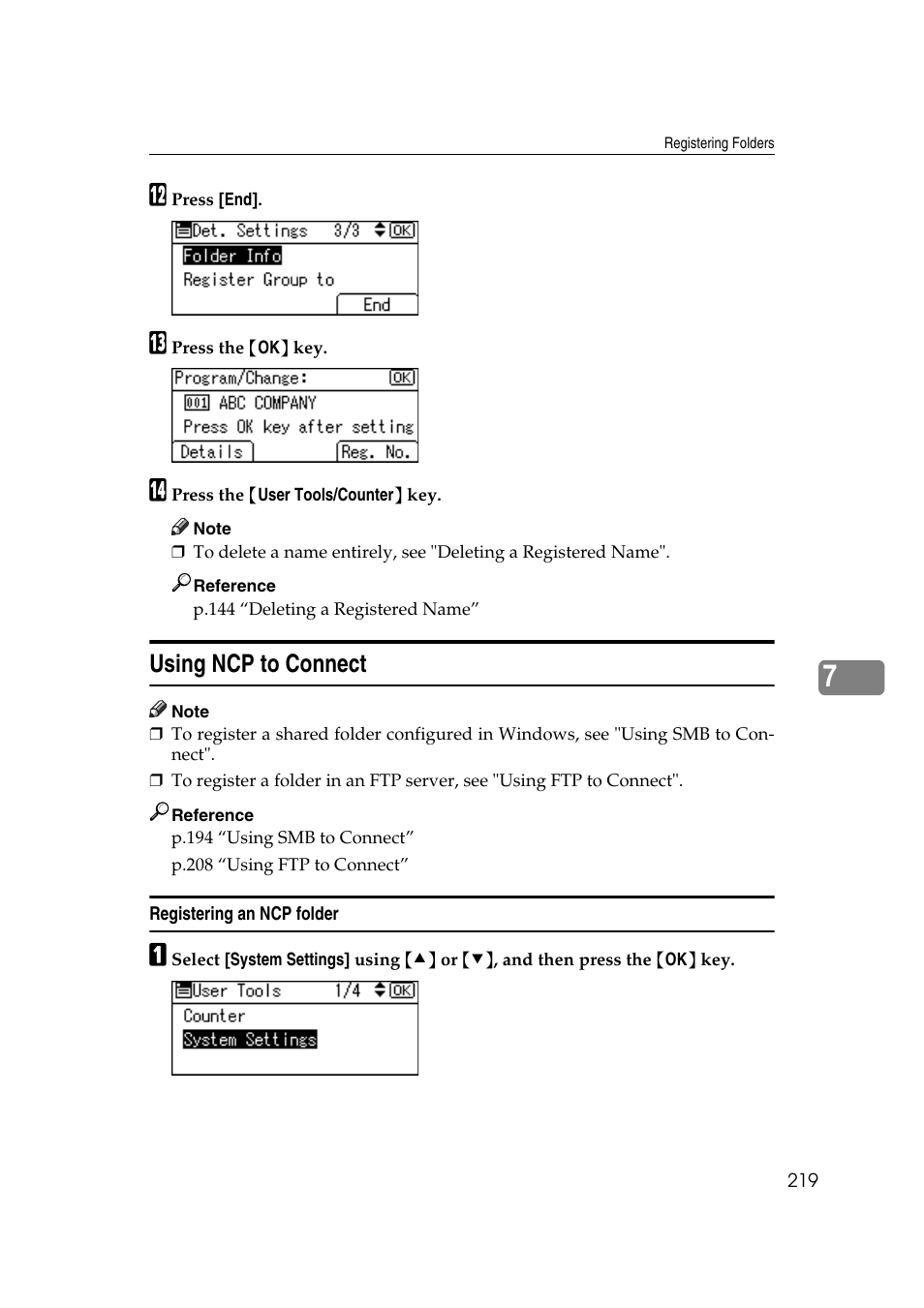 Using ncp to connect, Registering an ncp folder | Ricoh Aficio MP 161SPF User Manual | Page 227 / 304